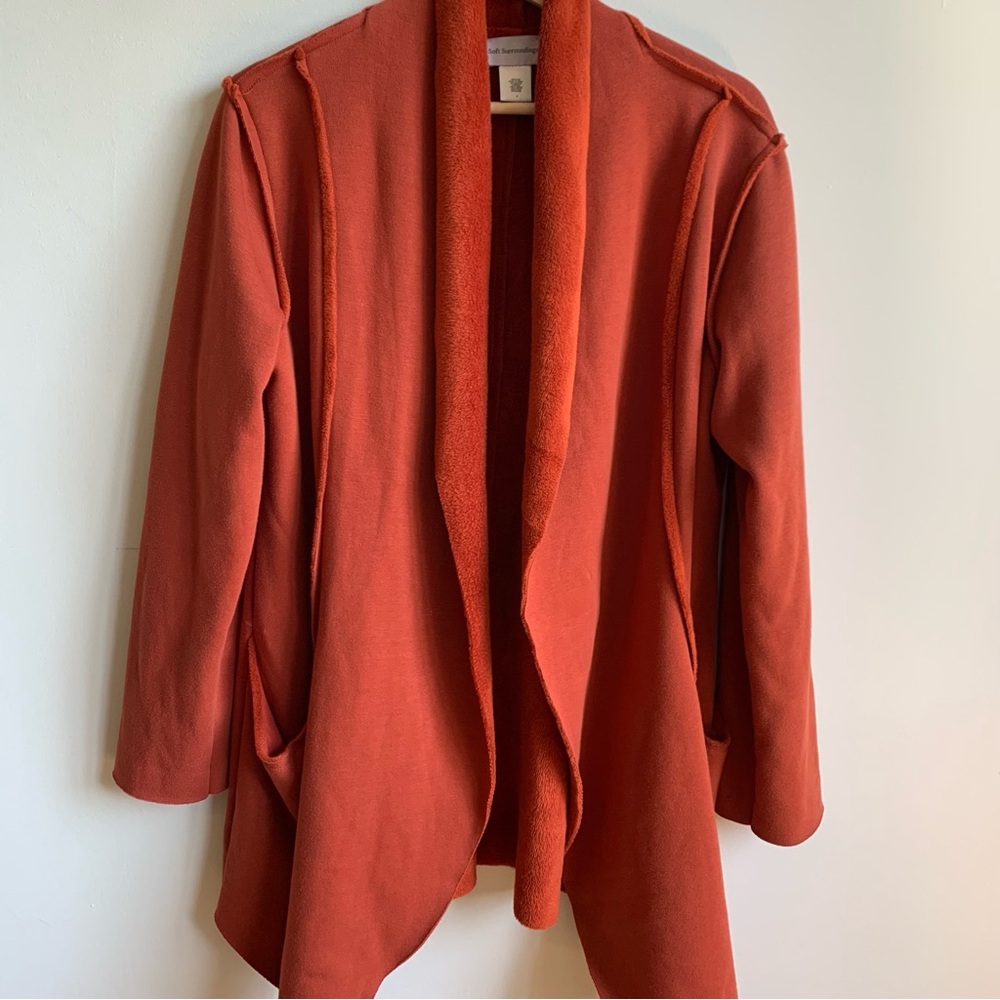 Soft Surroundings Fleece Cascading Cardigan M